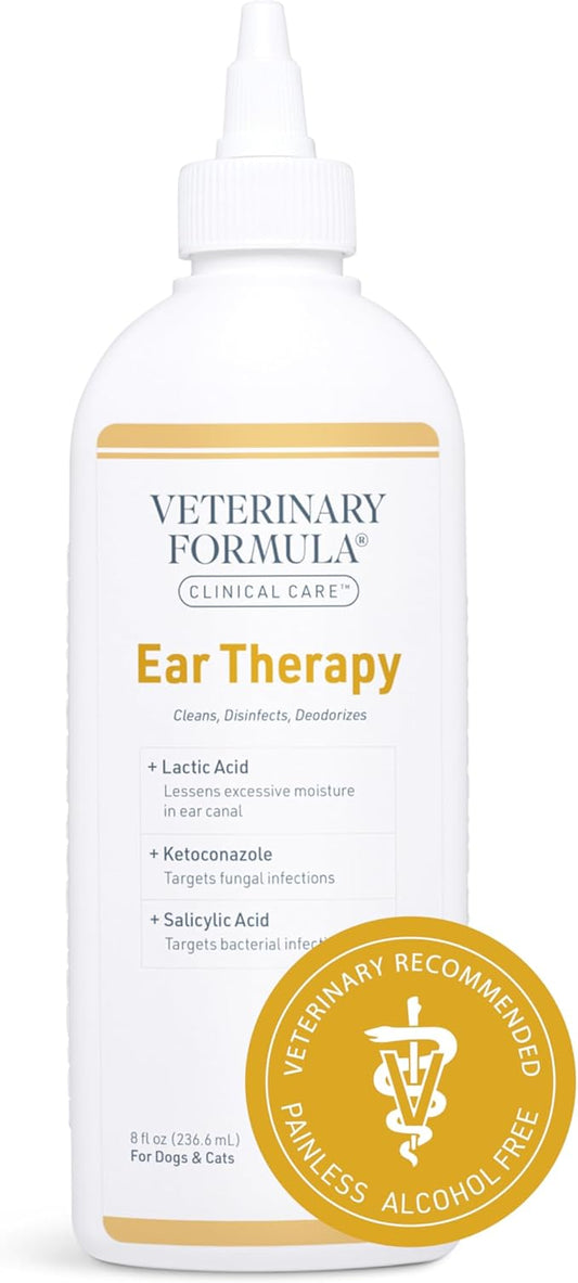 Veterinary Formula Clinical Care Ear Therapy, 8 oz. – Cat and Dog Ear Cleaner – Helps Soothe Itchiness and Clean The Ear Canal of Debris and Buildup