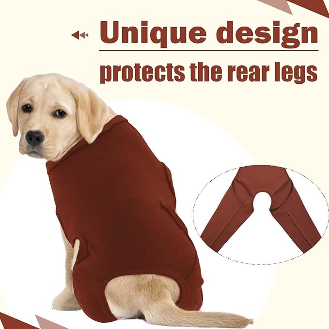 ROZKITCH Dog Surgery Recovery Sleeve Rear Right Left Leg, Pet Prevent Licking Wound Elbow Brace Protector, Dog Recovery Suit Cone Collar Alternative for Sprain ACL CCL Arthritis Joint Care Brown L