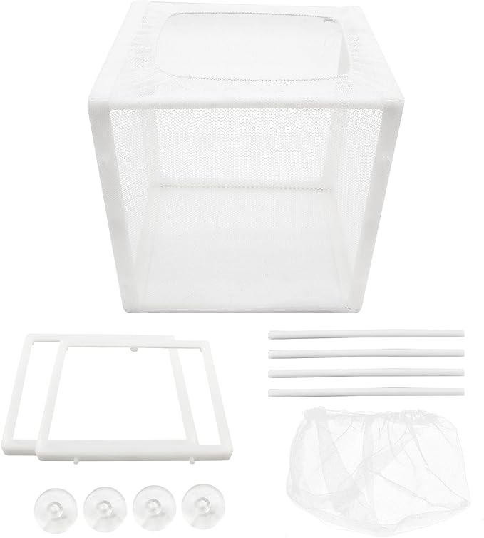 2 Pack Nylon Mesh Box Square Fish Breeder Box Separation Net Aquarium Fish Hatching Box(6.29"x5.5"x5.9") L*W*H