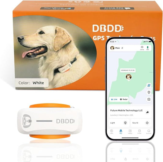 GPS Tracker for Dogs Waterproof, Pet Location Smart Activity Tracker, Real-time Tracking, Light&Tiny Anti-Lost Tracking Device, Works with Any Collar(Android and iOS Universal, fit for 40lb+ dogs)