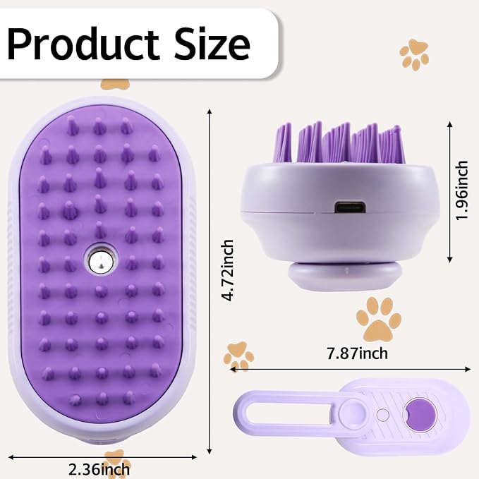 Cat Steam Brush, Cat Spray Comb, Pet Massage Shedding Brush, Rechargeable Silicone Steam Hair Brush, Multi-functional Cat And Dog Hair Brush,Cat Hair Steam Brush