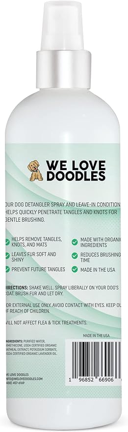 Doodle Detangler Spray - Leave in Conditioner for Dogs - Made in The USA - Detangler Spray for Dogs - Tangle Remover - Large 16 fl oz (Lavender) [We Love Doodles]