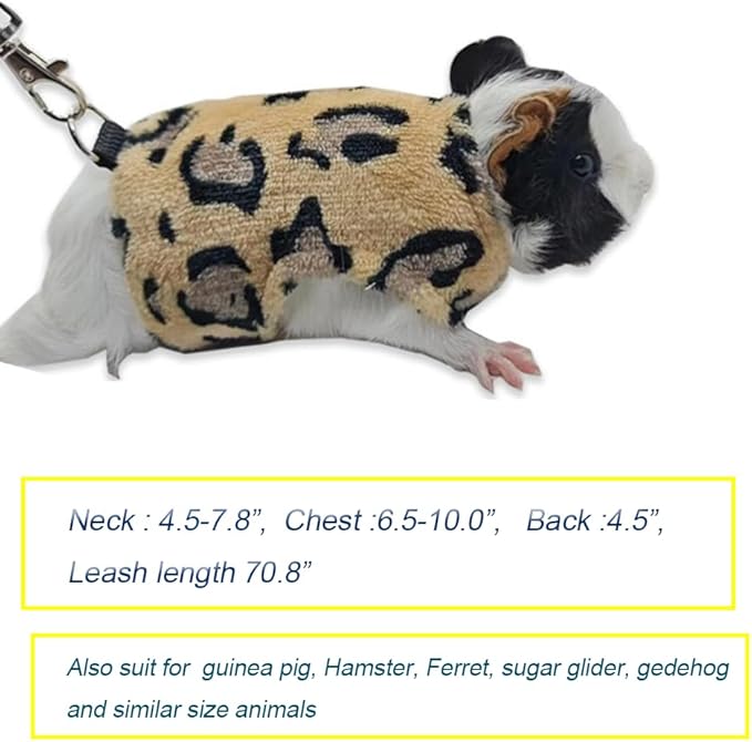 Lizard Clothes with Leash for Real Lizard,Bearded Dragon Harness and Leash Set,Leopard Gecko Costume,Reptile Hoodies Apparel for Skin Protection (Leopard)