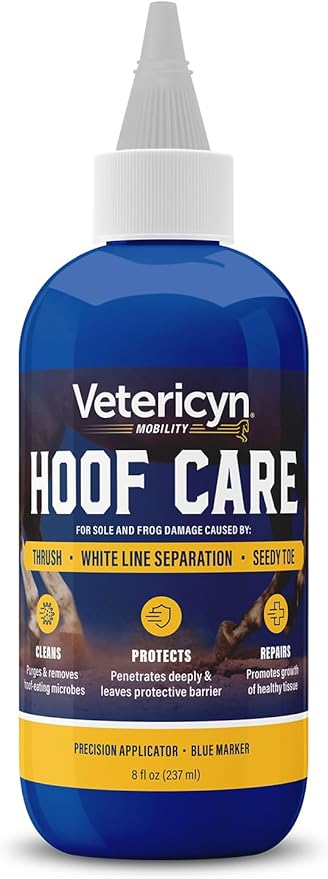 Vetericyn Equine Hoof Care for Sole and Frog Damage Caused by Thrush, White Line Separation, and Seedy Toe – 8 Ounces