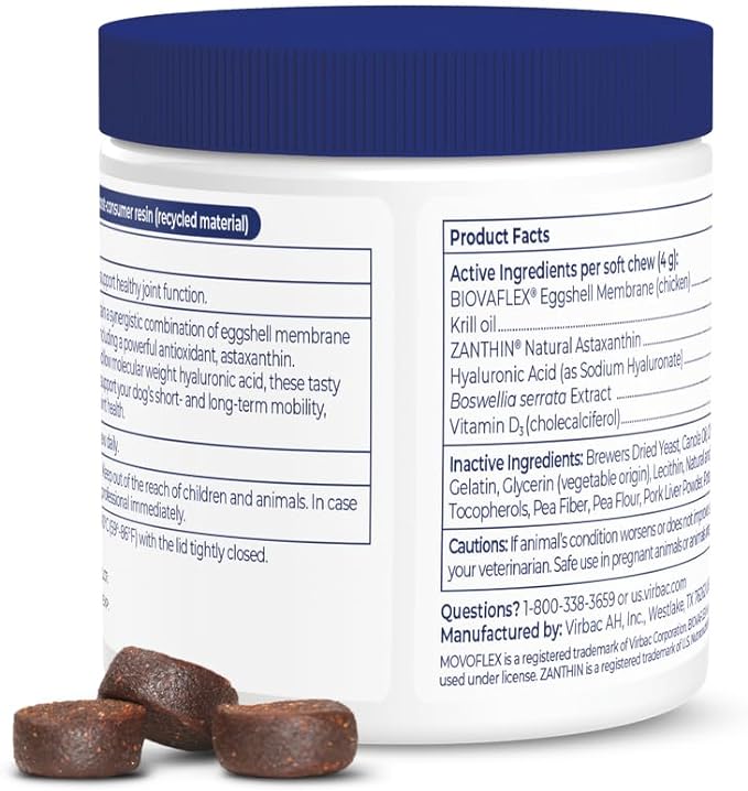 Advanced Joint Support Supplement for Dogs - Hip and Joint Support - Dog Joint Supplement - Hip and Joint Supplement Dogs - 60 Soft Chews for Medium Dogs (by Virbac)