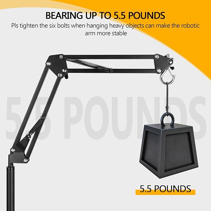 Reptile Heat Lamp Stand,Adjustable Heat Lamp Stand for Reptiles 7.87-74.8" with 360° Rotatable Swing Arm, Reptile Light Stand for Bearded Dragon Lizard Turtle Chick Plants