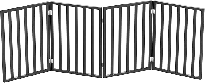 Indoor Pet Gate - 4-Panel Folding Dog Gate for Stairs or Doorways - 72x24-Inch Freestanding Pet Fence for Cats and Dogs by PETMAKER (Black)