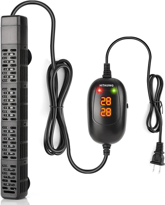 HiTauing Aquarium Heater, 50W/100W/200W/300W/500W Submersible Fish Tank Heater with Over-Temperature Protection and Automatic Power-Off When Leaving Water for Saltwater and Freshwater