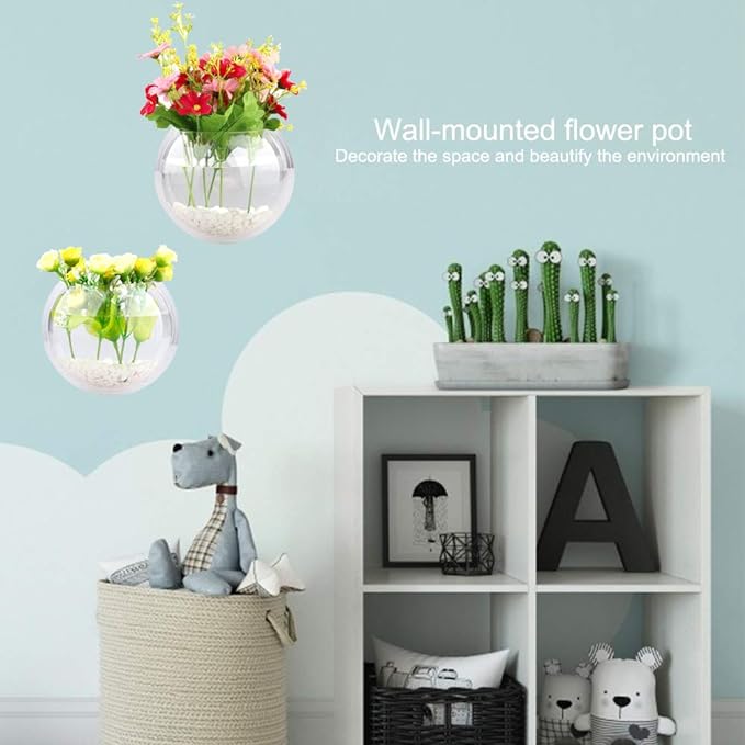 MeiBoAll Wall Fish Bowl, 230ML Wall Fish Bubble Hanging Clear Acrylic Betta Fish Tank Wall-Mounted Aquarium Wall Plant Pot Decoration Planter 2 pcs