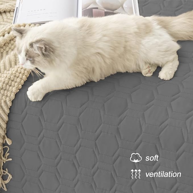 Waterproof & Non-Slip Dog Bed Cover and Pet Blanket Sofa Pet Bed Mat ，car Incontinence Mattress Protectors Furniture Couch Cover for Most Cats Dogs,Pets<52x82-Dark Grey>