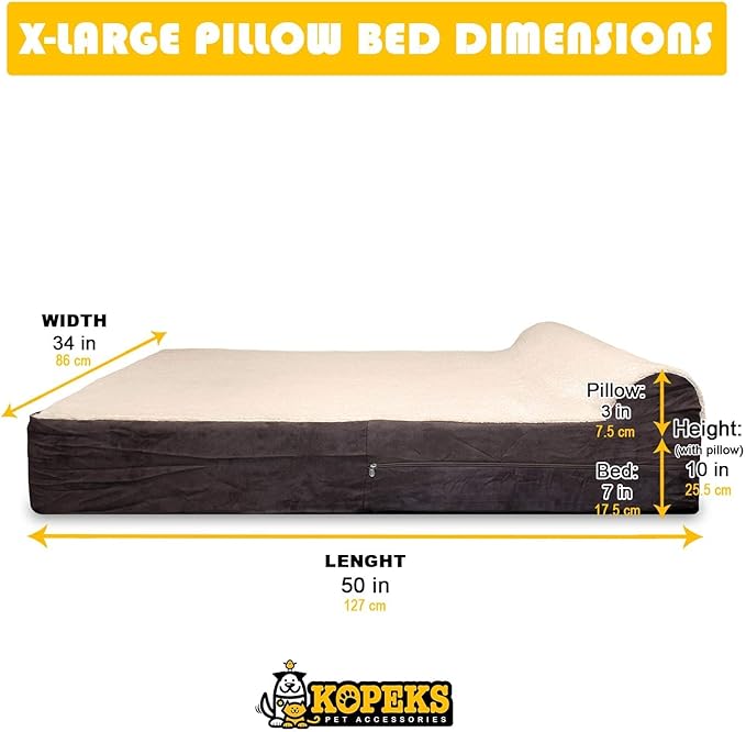 KOPEKS Dog Bed Replacement Cover Memory Foam Beds - Plush Brown - Extra Large (Jumbo Size) (KPS-1095)