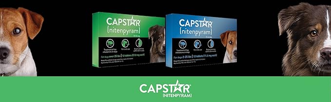 Capstar (nitenpyram) for Dogs, Fast-Acting Oral Flea Treatment for Dogs 2-25 lbs, Vet-Recommended Flea Medication Tablets Start Killing Fleas in 30 Minutes, 12 Doses