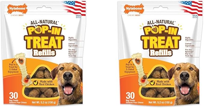 Nylabone All-Natural Pop-in Dog Treat Refills Chicken Pop-in (30 Count) (Pack of 2)