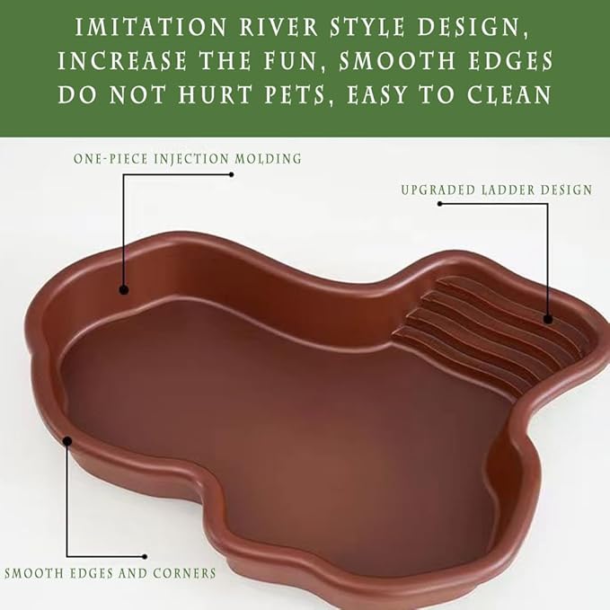 Reptile Water Pool for Turtle Bathing - Reptile Habitat Accessories and Enclosure for Salamander, Bearded Dragon, Lizard, Frog, Snake, Gecko - Reptile Food Feeding Water Bowl & Tweezers & Bath Tub Set