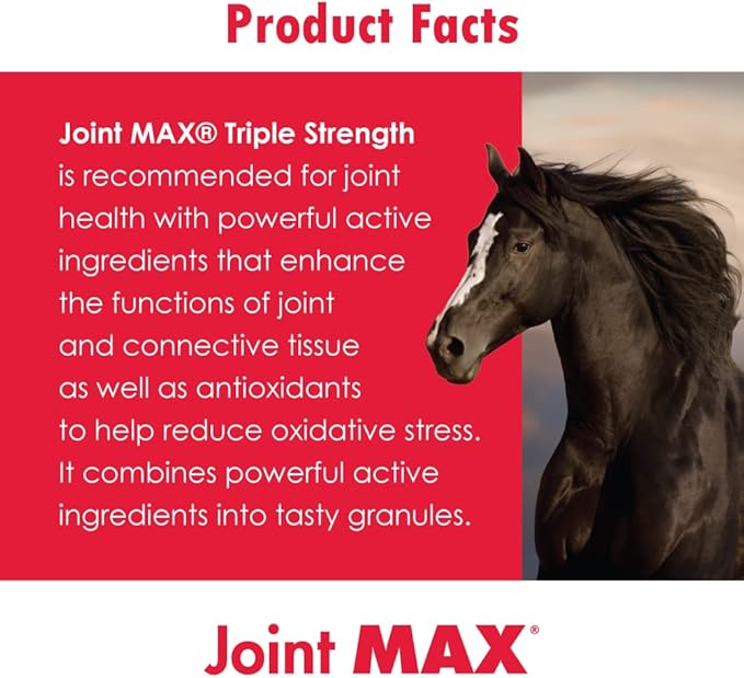 Joint MAX Triple Strength EQ GRANULES for Horses - Support Joint Health - Glucosamine, Chondroitin - Vitamins, Minerals, Omega 3 Fatty Acids, Antioxidants - 180 Doses