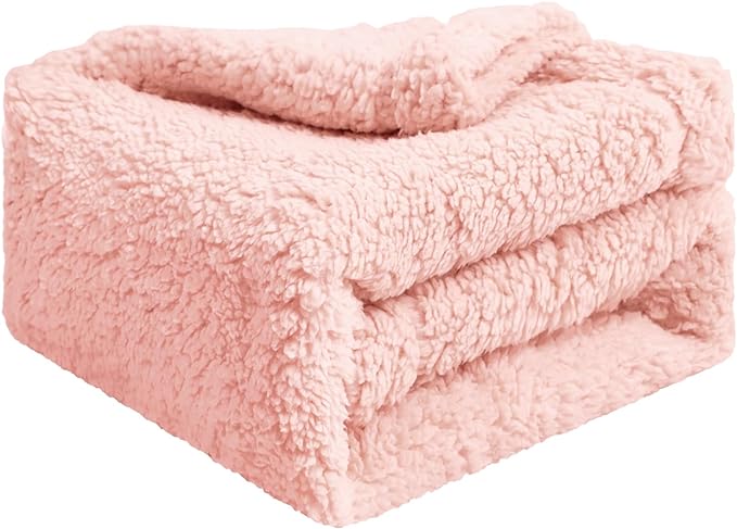 furrybaby Dog Blanket Soft Dog Blankets for Small Dogs Puppy Essentials Washable Fluffy Sherpa Fleece Cat Blanket 24x32 Inches for Bed Furniture Couch Sofa (Double-Layer Small, Pink)