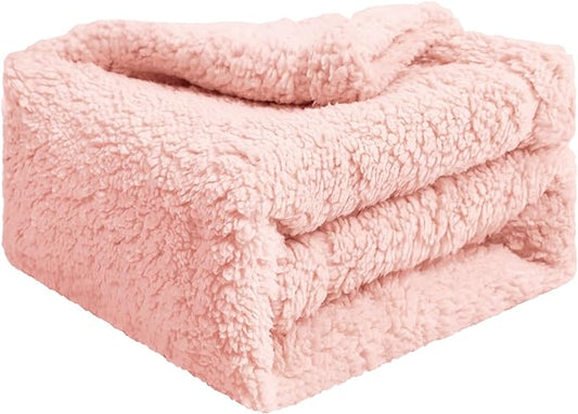 furrybaby Dog Blanket Soft Dog Blankets for Small Dogs Puppy Essentials Washable Fluffy Sherpa Fleece Cat Blanket 24x32 Inches for Bed Furniture Couch Sofa (Double-Layer Small, Pink)