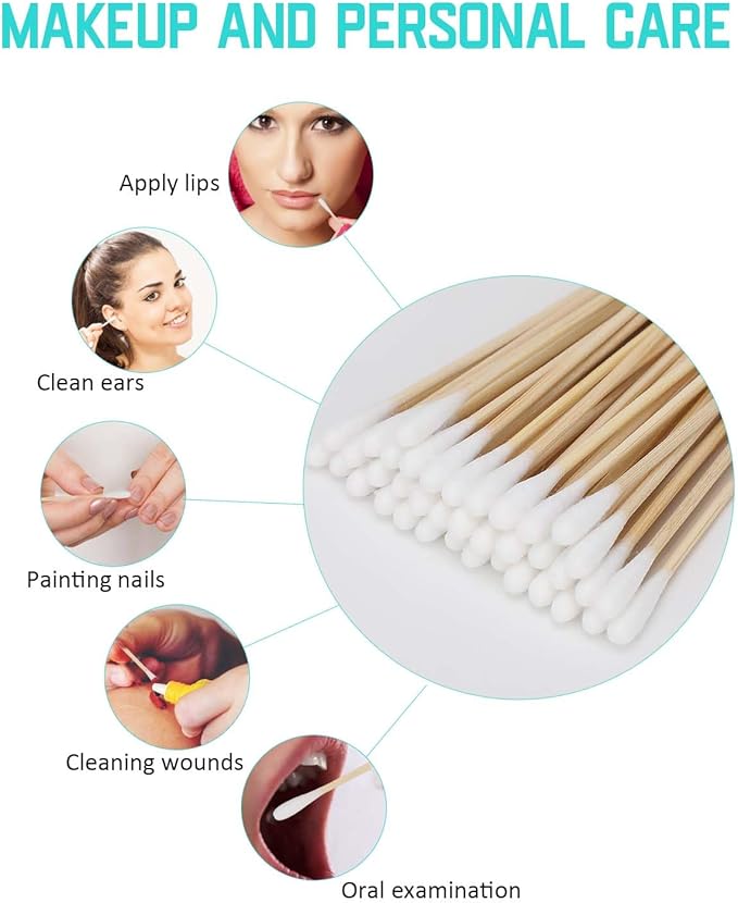 Long Q Tips,400pcs-6 Inch,Bamboo Cotton Swabs for Ears,Long Cotton Swab for Dog Ear Cleaning, Long Cotton Swabs for Makeup,Gun Applicators