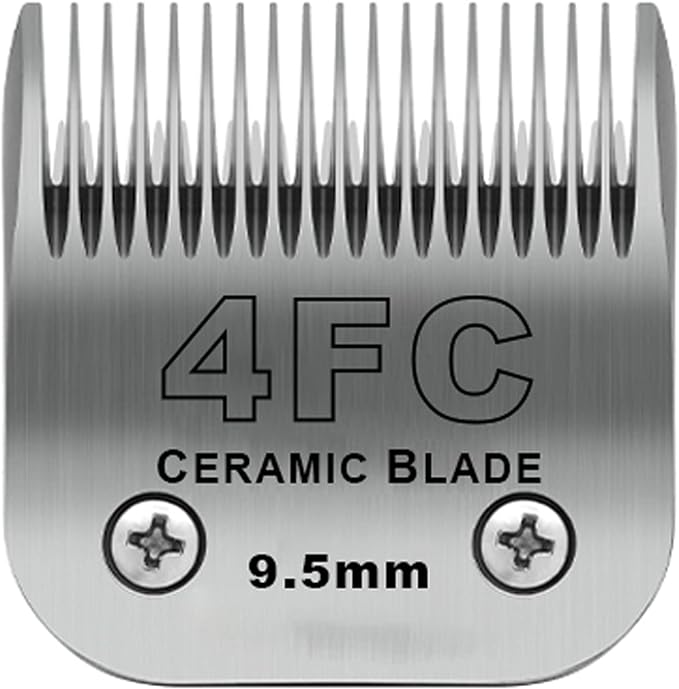 Detachable Pet Dog Clipper Blades,Compatible with Andis Size 4FC Cut Length 3/8"(9.5mm),Most Oster A5,Wahl KM Series Clippers,Made of Ceramic Blade & Stainless Steel Blade