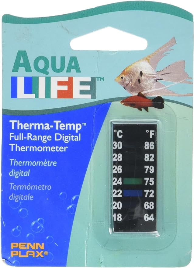 Penn-Plax Therma-Temp Temperature Sensitive Thermometer | Great for Checking The Water Temperature in Smaller Tanks | Small Strip, 2" (DT014)