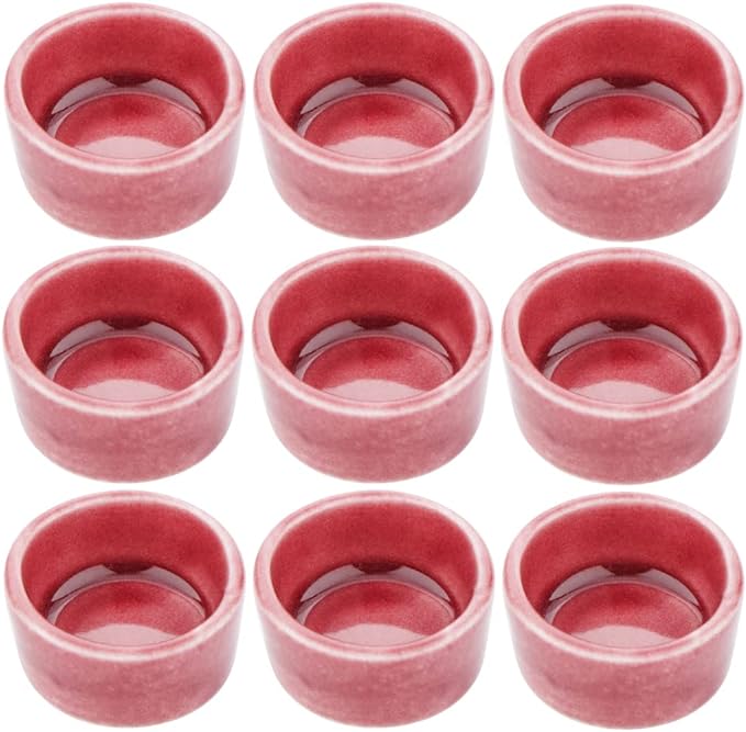 9 Pack Small Spider Ceramic Dish Tarantula Water Bowl Hermit Crab Millipede Terrarium Breeding Feeders (Brown)