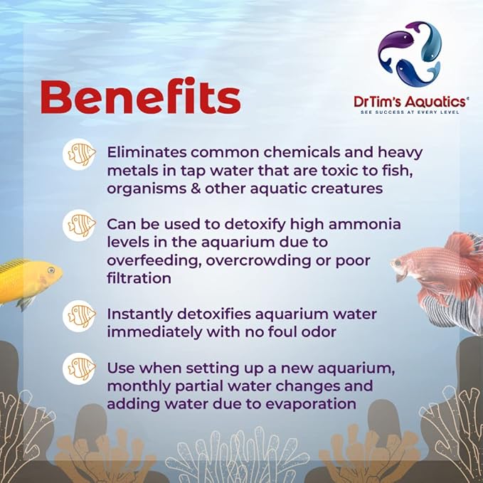DrTim’s Aquatics AquaCleanse for Freshwater Aquariums – Tap Water Detoxifier: Dechlorinator & Ammonia Remover for New & Cycled Fish Tanks 16 oz.