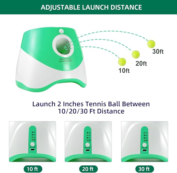 Dog ball thrower launcher,Automatic Ball Launcher for dogs with 12 Tennis Balls,Thrower Distance 10-30ft,interacive Dog Toys Tennis Ball Launcher for Small Dogs(Green ball launcher)