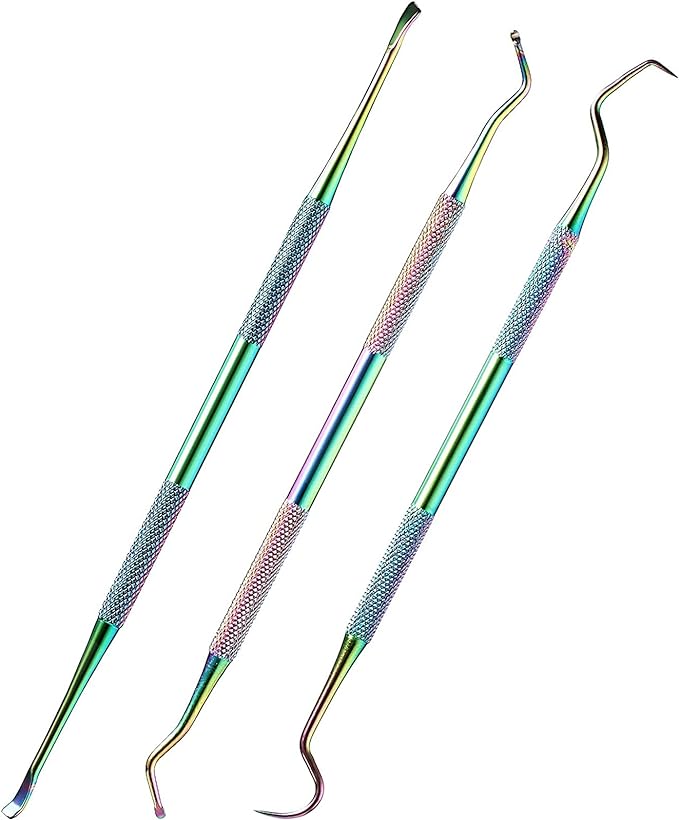 3 Pieces Dog Dental Tooth Scaler and Scraper Stainless Double Headed Tarter Removing Tool Scraper Pet Teeth Cleaning Tools for Dog and Cat (Rainbow Color)