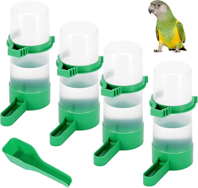 Bird Water Dispenser for Cage, 4pcs Bird Water Bowl 140ml Automatic No Mess Gravity Feeder Bird Watering Supplies for Pet Parrot, Parakeets, Cockatiel, Budgie Lovebirds and Other Birds