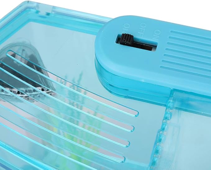 AYNEFY Mini Fish Breeding Box,Aquarium Fish LED Acrylic Three Divisions Small Fishes Isolation Incubator Breeding Hatchery for Guppy Shrimp Clownfish Fishes Betta(Blue)