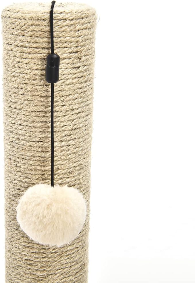 Amazon Basics Cat Scratching Post with Brush, 12.2 x 12.2 x 16.54 inch for Kitten, Beige