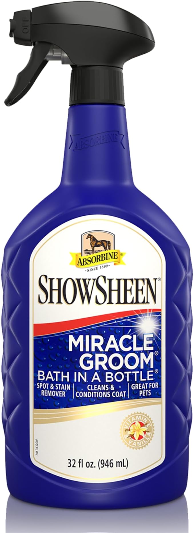 Absorbine ShowSheen Miracle Groom Waterless Shampoo, 5-in-1 Formula for Coat, Mane & Tail, 32oz