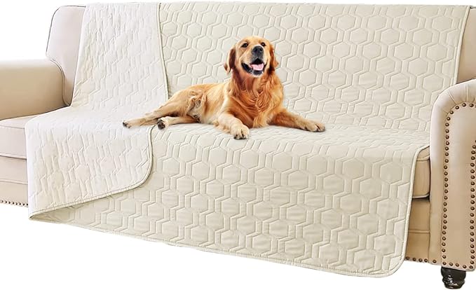 Waterproof & Anti-Slip Dog Bed Cover and Pet Blanket Sofa Pet Bed Mat ，car Incontinence Mattress Protectors Furniture Couch Cover for Most Cats Dogs, Pets<52x82-Ivory>