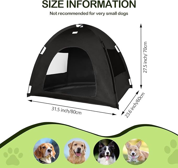 Pet Teepee House,Cat and Dog Waterproof Tent House,Breathable Washable Indoor/Outdoor Pet Tent,Suitable for Kitty,Puppy,Bunny and Small Animal(Black L)