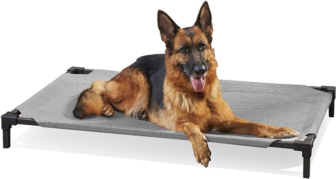 COOLAROO Cooling Elevated Dog Bed PRO Standard, Fits in 48in Crate, Easy Assembly Frame, Steel Grey.