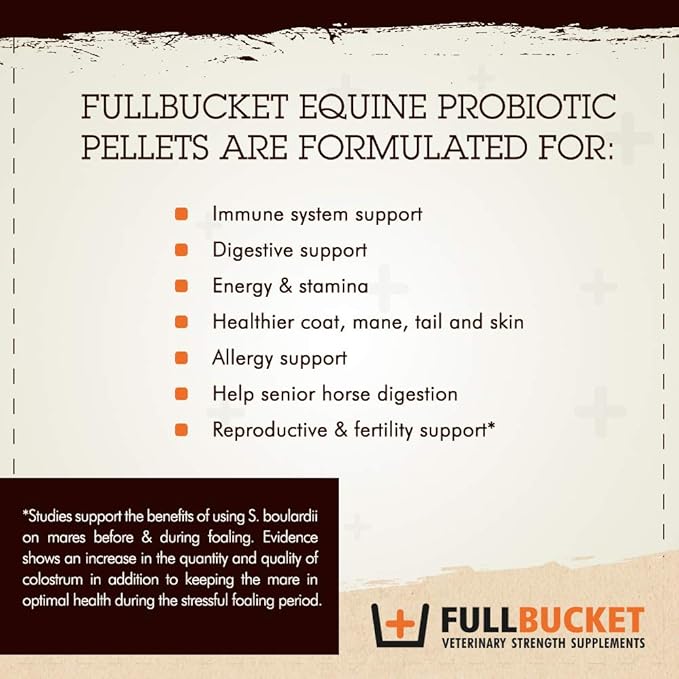 Equine Probiotic Pellets with Saccharomyces boulardii for Horses Under High Stress or for Horses with Ongoing Digestive Issues; 20x More Concentrated and 50 Billion CFUs - 150 Servings