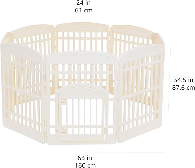 Amazon Basics Octagonal Dog Playpen, Pet Exercise Pen with Door, 34-Inches, 8 Panel, Beige