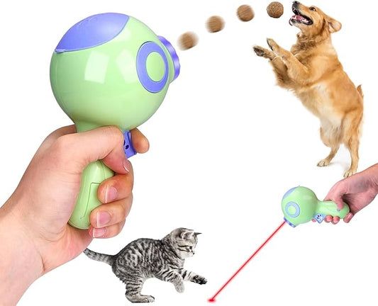 Mity rain Dog Toys Food Launcher, Interactive Dog Treat Toy Dispenser with LED Light, 2 in 1 Dog Ball Thrower Launcher for Cats Dogs Indoor & Outdoor Exercise Training Playing Green