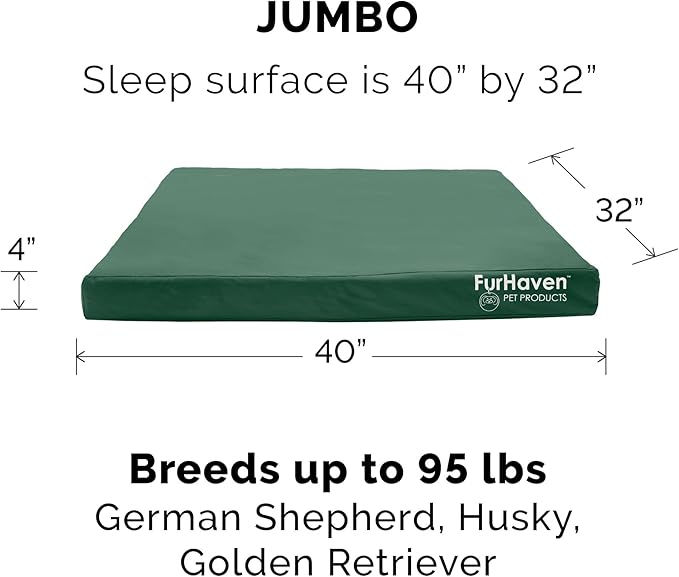 Furhaven Water-Resistant Cooling Gel Dog Bed for Large Dogs w/ Removable Washable Cover, For Dogs Up to 95 lbs - Indoor/Outdoor Logo Print Oxford Polycanvas Mattress - Forest, Jumbo/XL