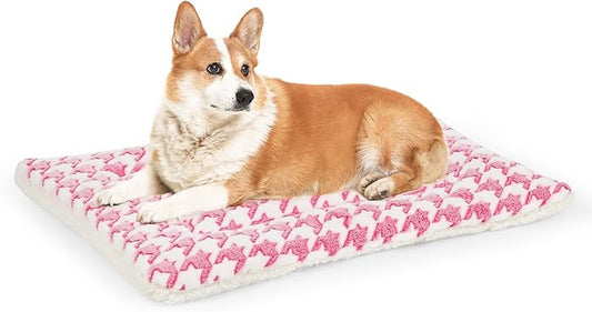 Dog Bed Mat, Machine Washable Pet Bed Pad for 30-inch Kennel, Reversible Dog Crate Pad for Medium Small Dogs, Portable and Soft Pet Bed Mat（Pink）