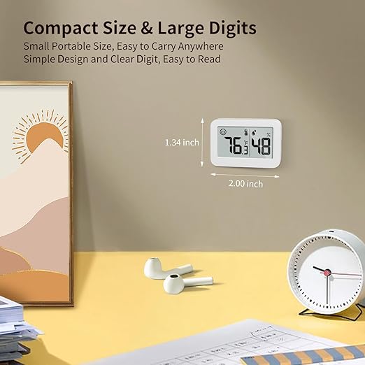 Mini Hygrometer Indoor Thermometer, Humidity Gauge with Switch (℃/℉), Humidity Meter Digital Temperature Monitor for Humidors Greenhouse Babyroom Cellar Reptile Incubator Closet (4)