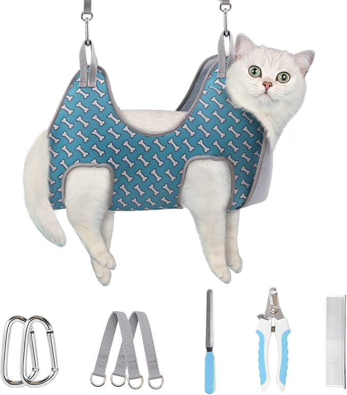 Supet Cat Grooming Hammock Harness for Cats Dogs, Relaxation Pet Grooming Hammock Restraint Dog & Small Animal Leashes Sling for Grooming Dog Grooming Helper