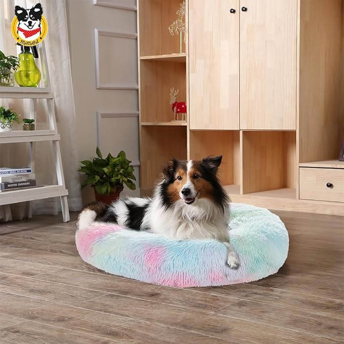 Cat Beds for Indoor Cats - Cat Bed Washable 20/24 inches, Dog Beds for Small Medium Dogs, Anti Anxiety Round Fluffy Plush Faux Fur Cat Bed,Thick Bottom Keep Pets Off The Cold Tile