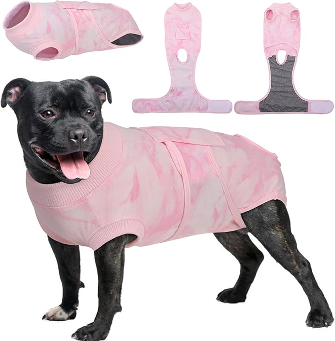 Kuoser Dog Recovery Suit, Soft Dog Onesie for Surgery Female Spay Dog Surgical Recovery Suit Male Neuter, Anti Licking Abdominal Dog Surgical Suit Pet Bodysuit Alternative to Cone of Shame, M