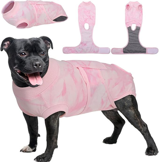 Kuoser Dog Recovery Suit, Soft Dog Onesie for Surgery Female Spay Dog Surgical Recovery Suit Male Neuter, Anti Licking Abdominal Dog Surgical Suit Pet Bodysuit Alternative to Cone of Shame, M