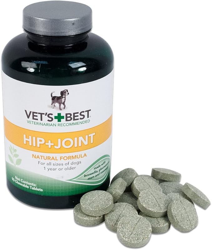 Vet's Best Advanced Hip & Joint Dog Supplements | Formulated with Glucosamine and Chondroitin to Support Dog Joint and Cartilage Health | 90 Chewable Tablets