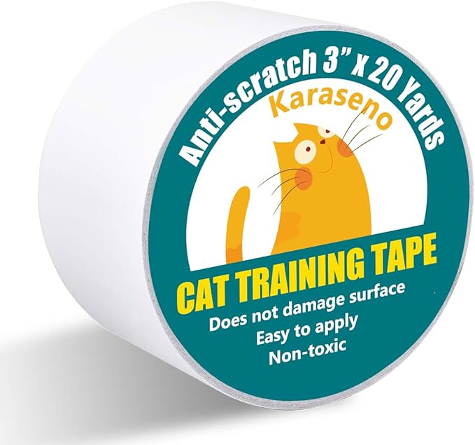 Anti Cat Scratch Tape: 3 inches x 20 Yards Cat Training Tape, 100% Transparent Clear Double Sided Deterrent Tape Furniture Protector