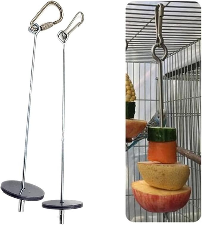 Bird Food Holder, Stainless Steel Parrot Fruit and Vegetable Skewer for Hanging up Small Animal Food Feeding Tool for Small Animal Bird Toys Feeding and Watering Supplies