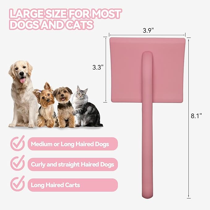 Dog Slicker Brush for Goldendoodles, Poodles, Doodles - Poodle & Doodle Brush - Extra Long Pin Brush For Medium to Long Haired Dogs - For Pet Undercoat Hair Grooming Shedding Dematting -Pink