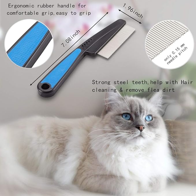 Cat Comb,Pet Comb Laiannwell Professional Grooming Comb for Dog/Cat/Small Pets(3 Packs)